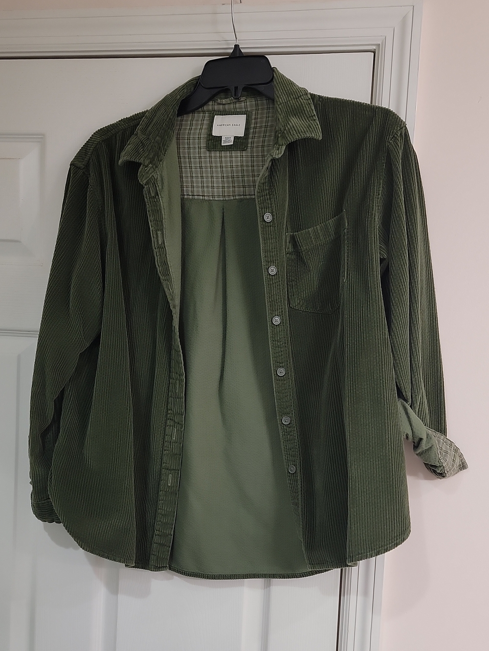 Madewell Olive Green Corduroy Button-Up Shirt Jacket